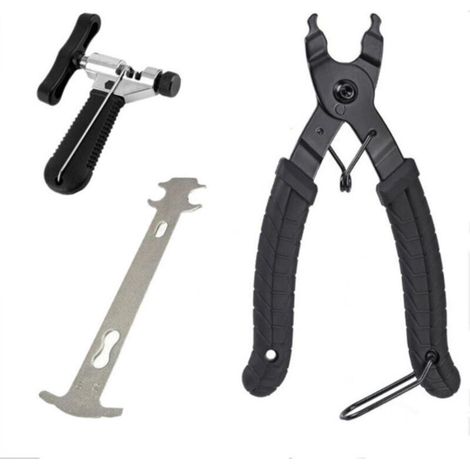Bicycle chain removal tool kit, chain pliers, standard three-piece kit, silver chain ruler, mountain bike chain. (1/5)