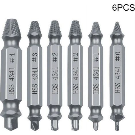 Extracteur De Vis Cassées - Kit 6 Pièces En Acier Rapide HSS 4341 - Pour Vis Rouillées Ou Brisées - Diamètre 2 À 12 mm - 6 Unités (1/5)