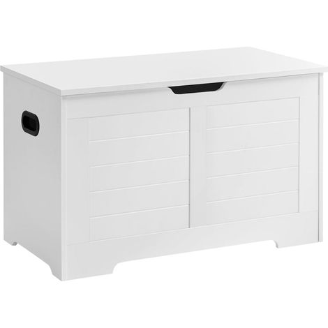 Baúl de interior zapatero puf banco de juguetes para niños con bisagras de seguridad estilo moderno 100 x 40 x 46 cm blanco mate 120005147 (1/5)