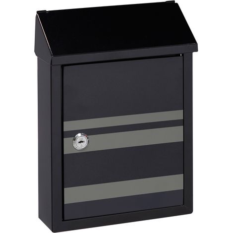 ARREGUI Smart Graphic E5724-STR Briefkasten oder DurchwurfBriefkasten aus Verzinktem Stahl, mit im Siebdruck lackiertem Motiv "Lines", Größe S (DIN A5 Post), Wandbriefkasten für Draußen, Schwarz