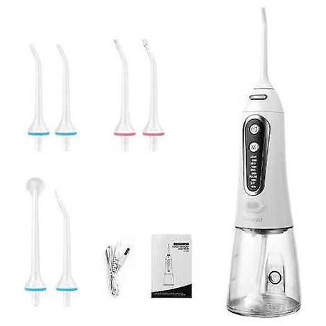 hydropulseur Jet Dentaire Portable (blanc), Irrigateur Oral Professionnel Ipx7 Tanche, 5 Buses 5 Modes, Usb Irrigateur Professionnel Rechargeable (1/5)