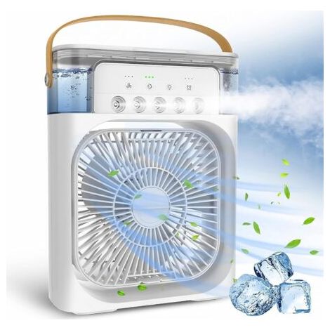 BUNTHAUS Mini climatiseur mobile portable 600 ml Petit refroidisseur d'air 3 vitesses et 3 modes de brouillard Climatiseur mobile avec minuterie 1/2/3 H (1/5)
