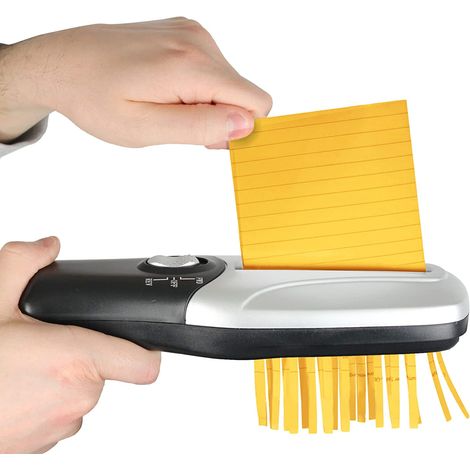 FISHTEC Destructeur de Documents Electrique - Portatif/Compact - Déchiqueteuse Broyeur Papier Découpe Rapide Alimentation : Pile/USB 26 x 8 CM (Gris et Noir) (1/5)
