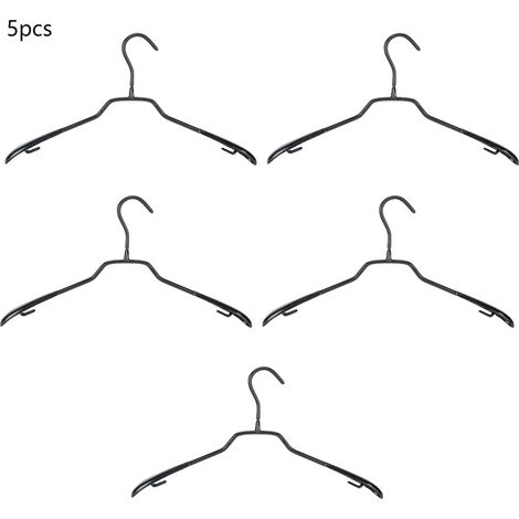 Cintres vêtements adultes 5pcs - Antidérapants renforcés sans marques - Design élargi plastique trempé noir 39cm pour dressing et boutique