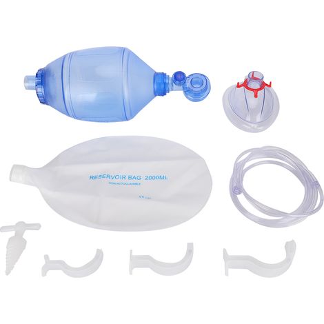 Masque de réanimation manuelle adulte avec ballon - Dispositif d'urgence PVC pour ventilation artificielle (1/5)