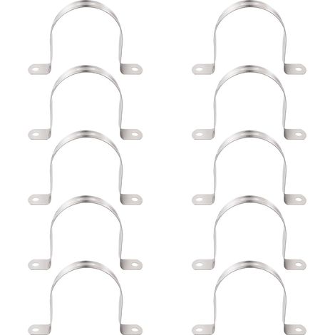10 Pieces Diameter 65 mm Cable Clips 2 Holes Stainless Steel Fastening, U Clamp Clamps, Two Hole U Saddle Bracket, for Pipes and Cables (1/5)