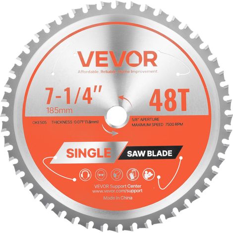 Lame de scie circulaire Ø 185 mm lame de coupe pour scie circulaire, 48 dents alliage tranchantes, arbre 15,875 mm, finition soignée, avec évents de chauffage antibruit, pour couper acier et alu (1/5)
