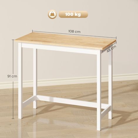 Table bar compacte effet chêne, pour 2 personnes, design naturel, bois et blanc, plateau chaleureux et structure stable (1/5)