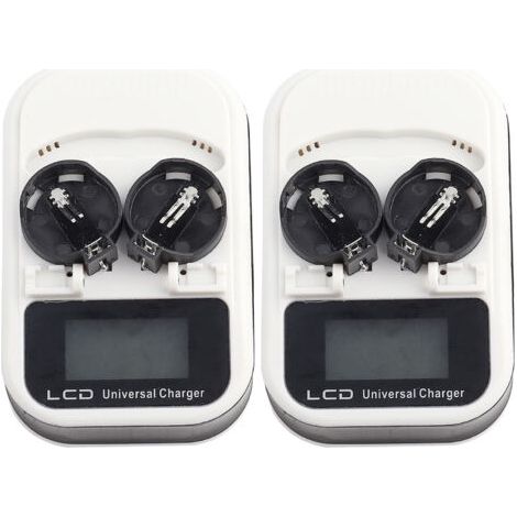 QORVA-Chargeur avec écran LCD Rechargeable, 2 pièces, pour batterie au Lithium bouton LIR2016 LIR2025 LIR2032