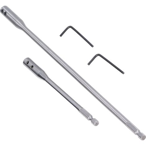 Lot de 2 rallonges hexagonales pour forets en acier à haute teneur en carbone avec clé pour vis et écrous (1/5)