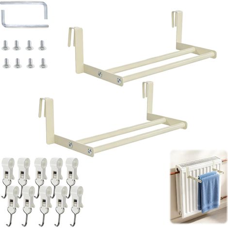 2 Supports pour Radiateur 10 Crochets Porte Torchon Accessoire Radiateur (1/4)