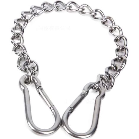 Chaîne D'extension en 304 Acier Inoxydable, 65cm/25'' Chaise Suspendue à Chaîne, Chaîne de Balançoire, Chaîne avec Deux Mousquetons pour Sac de Frappe, Yoga, Balançoire, Hamacs, Charge Maximale 300 kg (1/5)