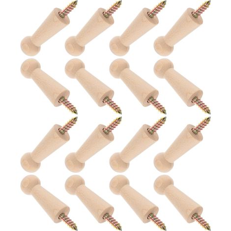 16 crochets muraux bois - M4 - pour salle de bain et bureau (1/5)