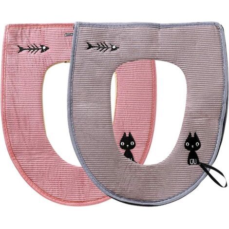 Housse de Siège de Toilette, Coussin de Siège de Toilette Siège de Toilette en Tissu Chaud Protection Warmer Antibactérien Lavable Chiffon pour Abattant WC (1/5)