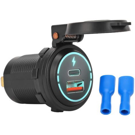 QORVA-Prise de chargeur USB 12V, charge rapide, étanche IP66, PD Type C QC 3.0, adaptateur de voiture pour moto, bateau, camping-car, ATV (1/5)