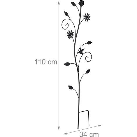 Lote de 1 enrejado para plantas trepadoras diseño floral jardín 110 x 34 x 1 cm de acero negro 130016790 (1/3)