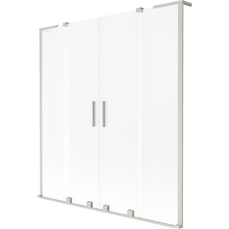 Mexen Velar L Duo pare-baignoire 2 volets coulissants 160 x 150 cm, givre, nickel brossé - 896-160-003-32-97 (1/2)