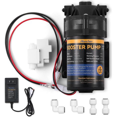 Kit complet de pompe booster 24 V pour système de purification de l'eau à osmose inverse, design à raccord rapide, interrupteur haute pression (1/5)