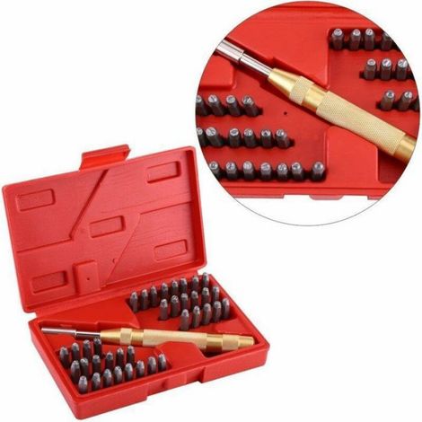 Poinçons à frapper lettres et chiffres, lot de 38 pièces, tailles 2/4/10 mm, pour métal et bois (1/5)