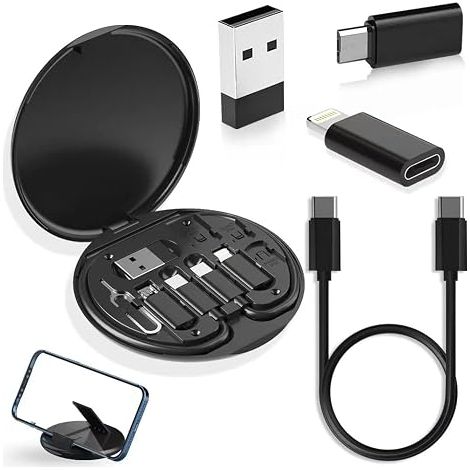 Kit de charge multifonctionnel  Adaptateur Lightning vers USB-C, câble de données micro USB, étui de rangement portable avec outil d'éjection de carte SIM (1/5)