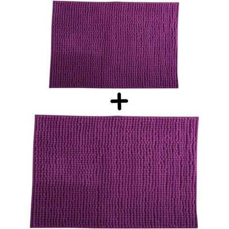 Juego de 2 alfombrillas de baño de microfibra CHENILLE, 40x60 cm y 60x90 cm, color morado MSV