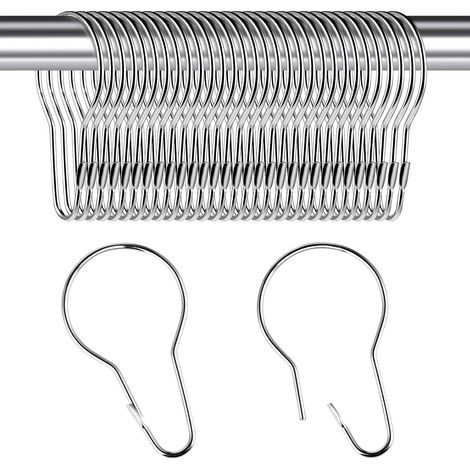 Lot de 30 anneaux de rideau de douche en acier inoxydable antirouille - Crochets décoratifs à suspendre pour salle de bain, chambre à coucher, argenté (1/5)