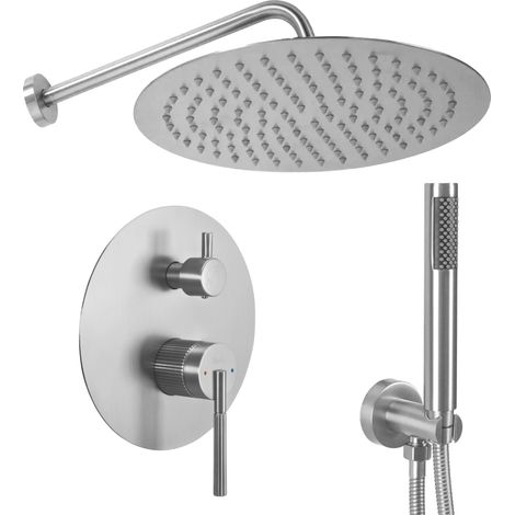 Rea Ensemble De Douche Encastré Argon + Box Brush Nickel 25X25X100Cm (1/5)
