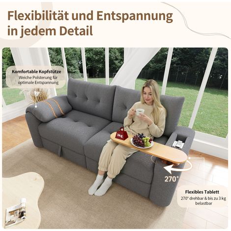 Modulares Ecksofa aus Stoff in Grau 207.5 x 80 x 87 cm HOMAIRE (1/5)
