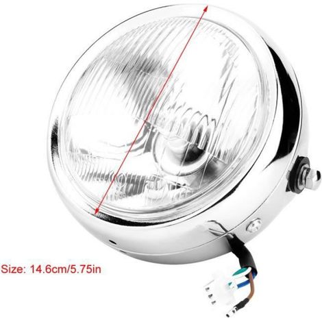 phare de moto Phare avant universel pour moto rétro Silver Shell White Lens pour GN125 moto phares - Shipenophy (1/3)