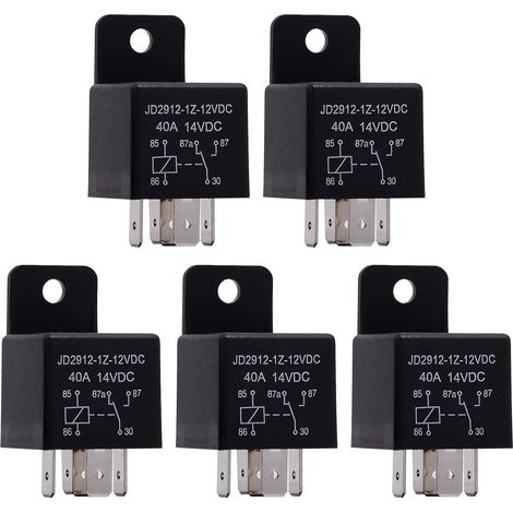 5 Pièces Relais 12V 40A 5 Broches Spdt, Modèle No .: JD2912-1Z-12VDC 40A 14VDC, Contacteur Relais commutateur Power, Auto Commutateurs, Relais Voiture (1/5)