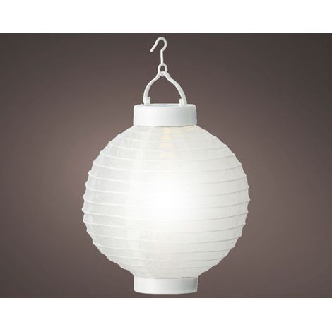 Lampe Solaire Blanche Diam.20cmx23cm. Batterie Inclus. 1 Lumen (1/3)