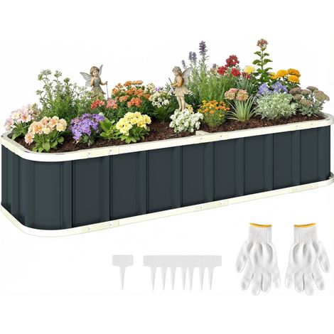 Pot de fleurs / bac à fleurs de jardin de qualité supérieure, conçu pour la culture de plantes, fleurs ou légumes. Fabriqué avec des matériaux résistants aux intempéries, il est idéal pour votre ja... (1/5)