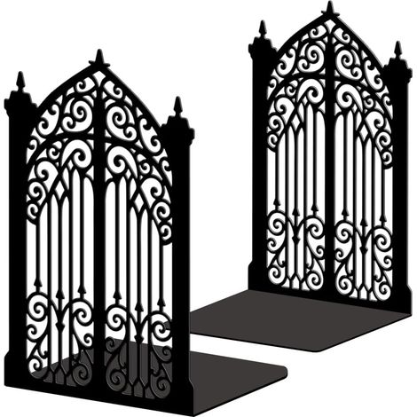 Lot de 2 Serre-Livres Métal Porte Gothique Luxueuse Décoratif (1/5)