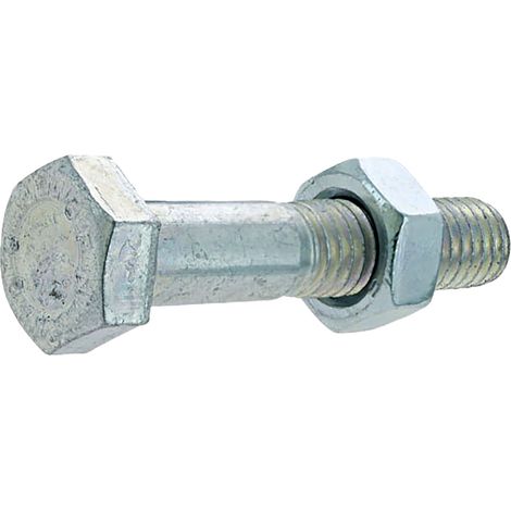 Boulons tête hexagonale DIN 931 en acier zingué Ø6 mm (lot de 8 pièces)