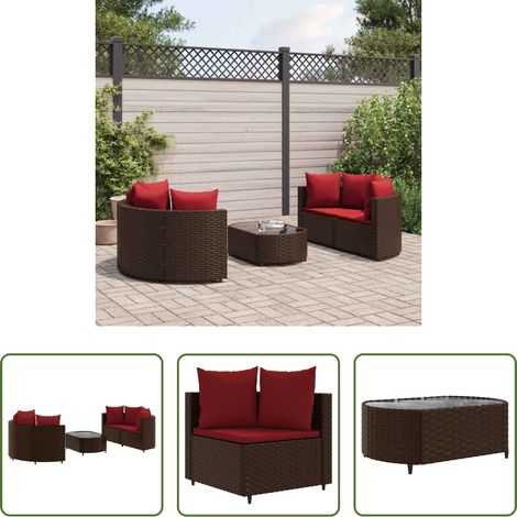 vidaXL Set comedor de jardín 5 piezas y cojines ratán sintético marrón (1/5)