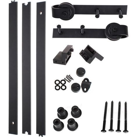 Kit de Rails à roulettes for Porte de Grange coulissante, for Placard, Armoire, Porte de Grange en Bois, 180 cm(150cm Single Door) (1/5)