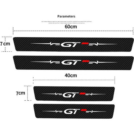 (4 pièces pour GT) Film de protection pour l'intérieur de voiture Peugeot GT GTI GTLine 301 307 107 207 3008 308 208 2008 206 : films protecteurs pour seuils de porte et de coffre (1/3)