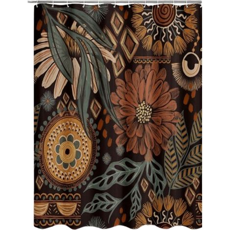 Rideau de douche - Rideau de douche anti-moisissure - Rideau de douche bohème - Rideau de douche floral moderne - Convient pour salle de bain et baignoire - 180 x 200 cm (1/5)