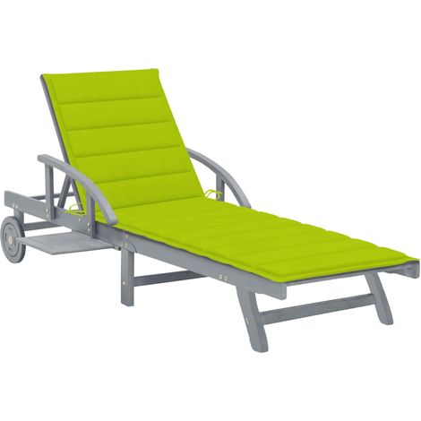 Chaise longue de jardin avec coussin Bois d'acacia solide