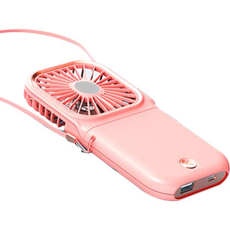Mini ventilateur portable, petit ventilateur à piles faisant office de batterie externe, de support pour téléphone et de ventilateur portatif. (1/5)