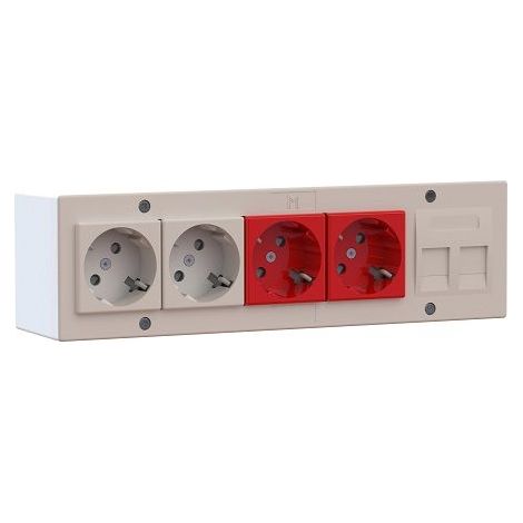 Kit puesto trabajo electrico 4 schukos y 2 RJ45 v3 Blanco