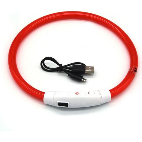 AMXCNOY Rotes, wiederaufladbares LED-Hundehalsband mit verstellbarer Länge, 3 Leuchtmodi, wasserdichtes Leuchthalsband für kleine, mittlere und große Hunde und Katzen (1/4)