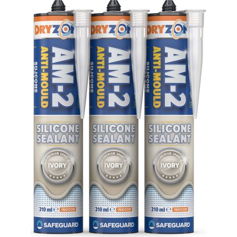 Dryzone Anti-Mould Silicone Sealant Ivory 310ml x 3 Pack