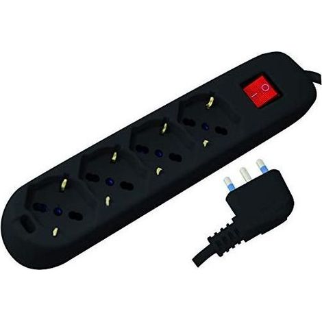 Multiprise 4 prises Vigor Schuko/Bipasse International Noir 16A