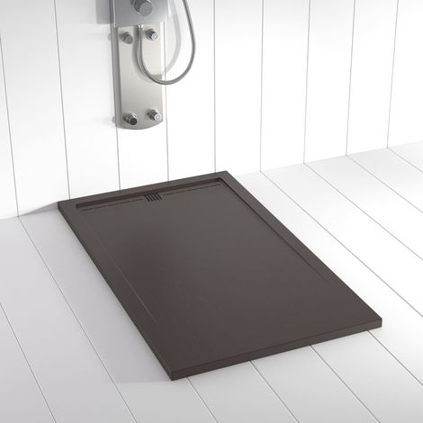 Plato de ducha de resina Flow Chocolate ANTIDESLIZANTE (Rejilla a color)- 70x90 cm - Válvula+Rejilla GRATIS (1/5)