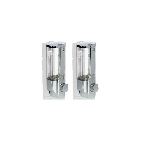 2x Wandseifenspender - Wandmontierter, nachfüllbarer Seifenspender - Seifenspender für Duschgel und Shampoo (Chrom) (1/5)
