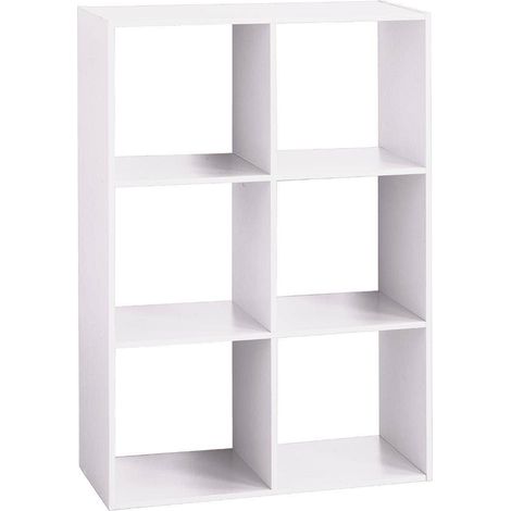 Estante de madera 6 compartimentos mezcla blanca