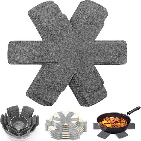 Ensemble de protection pour ustensiles de cuisine en feutre, 12 pièces, comprenant un dessous de plat et une poêle à frire. (1/5)