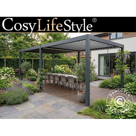 Bioclimatic pergola gazebo San Pablo Steel+, 4x5.8 m, Black - Dancover