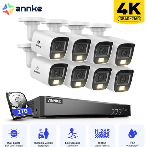 ANNKE 4K Kit de Vidéosurveillance Extérieures Filaires 8CH DVR,8 Caméras 8MP,Vision Nocturne Couleur et IR,Accès à Distance Système de Sécurité,2TB HDD (1/5)